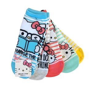 🔴 Hello Kitty 5 Pairs Colorful Encouragement Prints No Show Socks